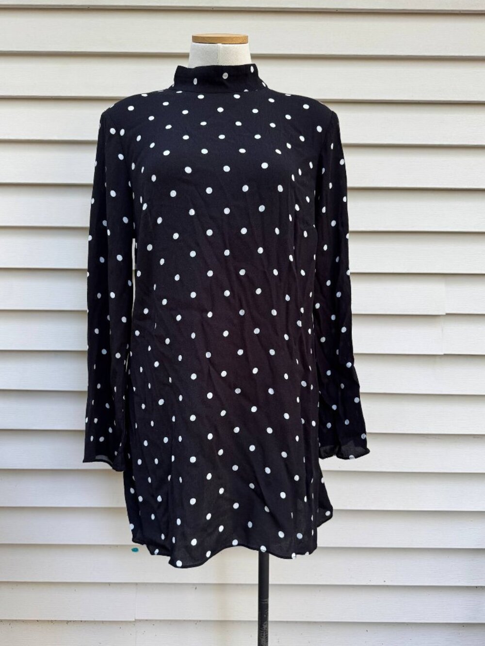 H&M Divided Black White Polka Dot Open Back Mini Dress | Size XL